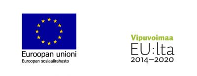 Kaksi logoa: Euroopan unionin sosiaalirahaston ja ohjelman vipuvoimaa EU:lta 2014-2020.