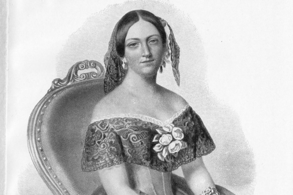 Aurora Stjernvall (1808-1902), mustavalkoinen vanha piirroskuva.