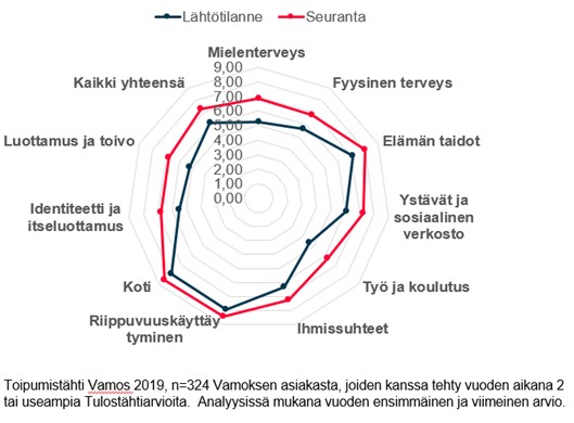 Vamoksen Toipumistähti kaavio vuodelta 2019.