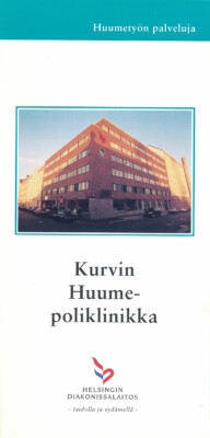 Esitteen kansi. Siinä lukee Kurvin huumepoliklinikka.